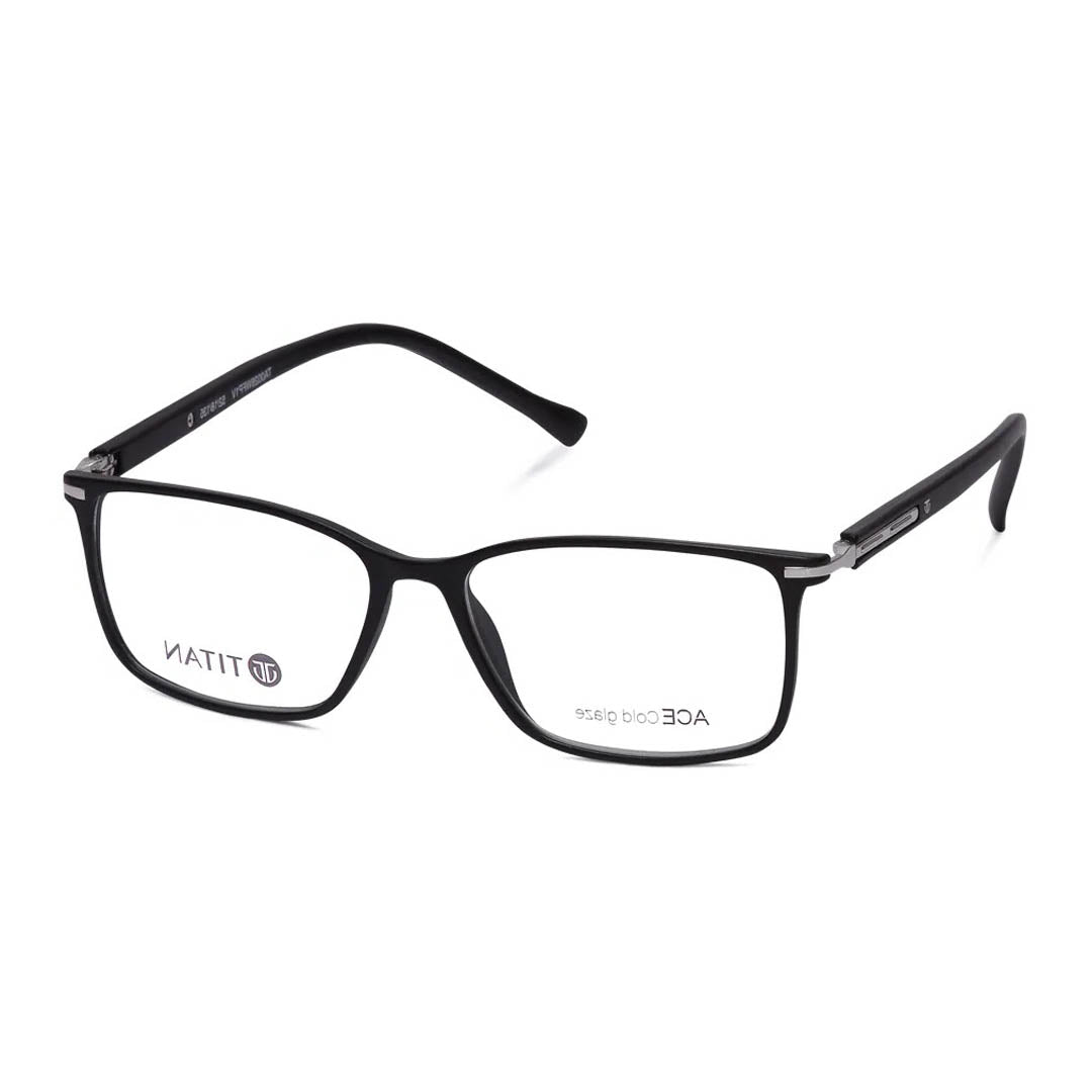 Titan Black Rectangle Eyeglasses (TA0028WFP1VCGV|52) (Power Customization Available)