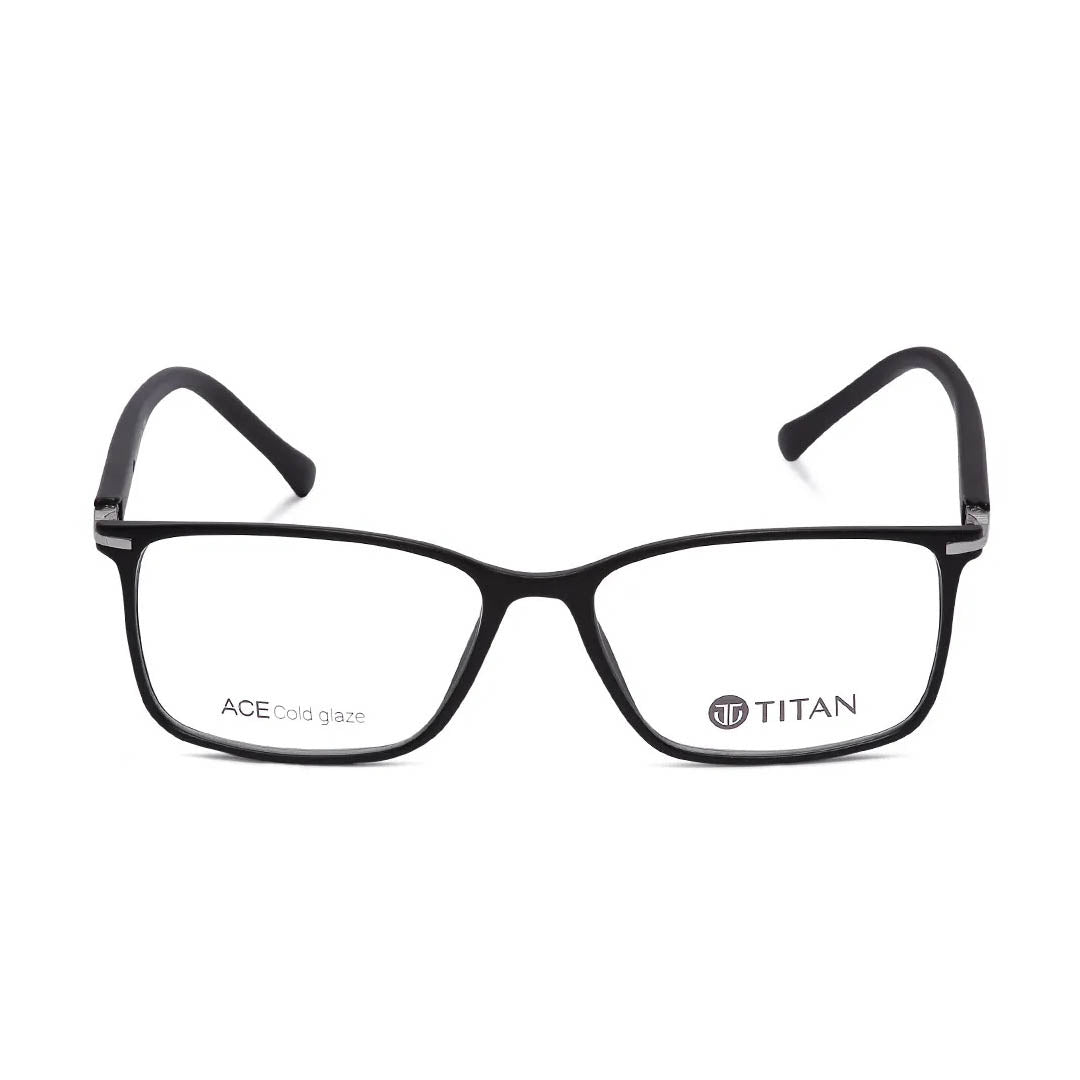 Titan Black Rectangle Eyeglasses (TA0028WFP1VCGV|52) (Power Customization Available)
