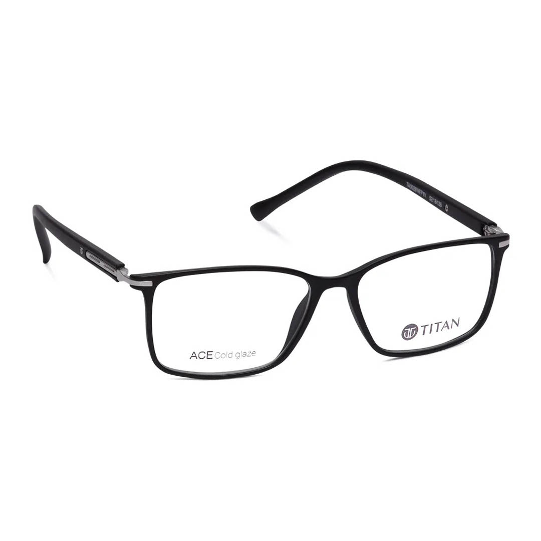 Titan Black Rectangle Eyeglasses (TA0028WFP1VCGV|52) (Power Customization Available)