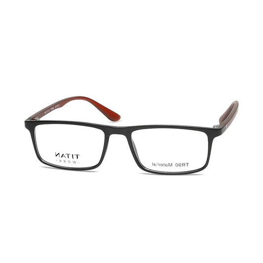 Titan Black Rectangle Rimmed Eyeglasses (Power Customization Available)