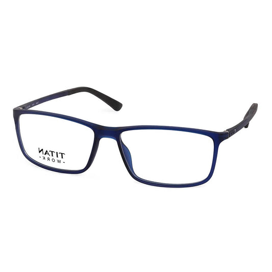 Titan Blue Rectangle Rimmed Eyeglasses (T2424B1A1|54) (Power Customization Available)