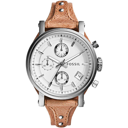 Fossil Analog Original Boyfriend Chronograph White Dial Women's Watch ES3625
