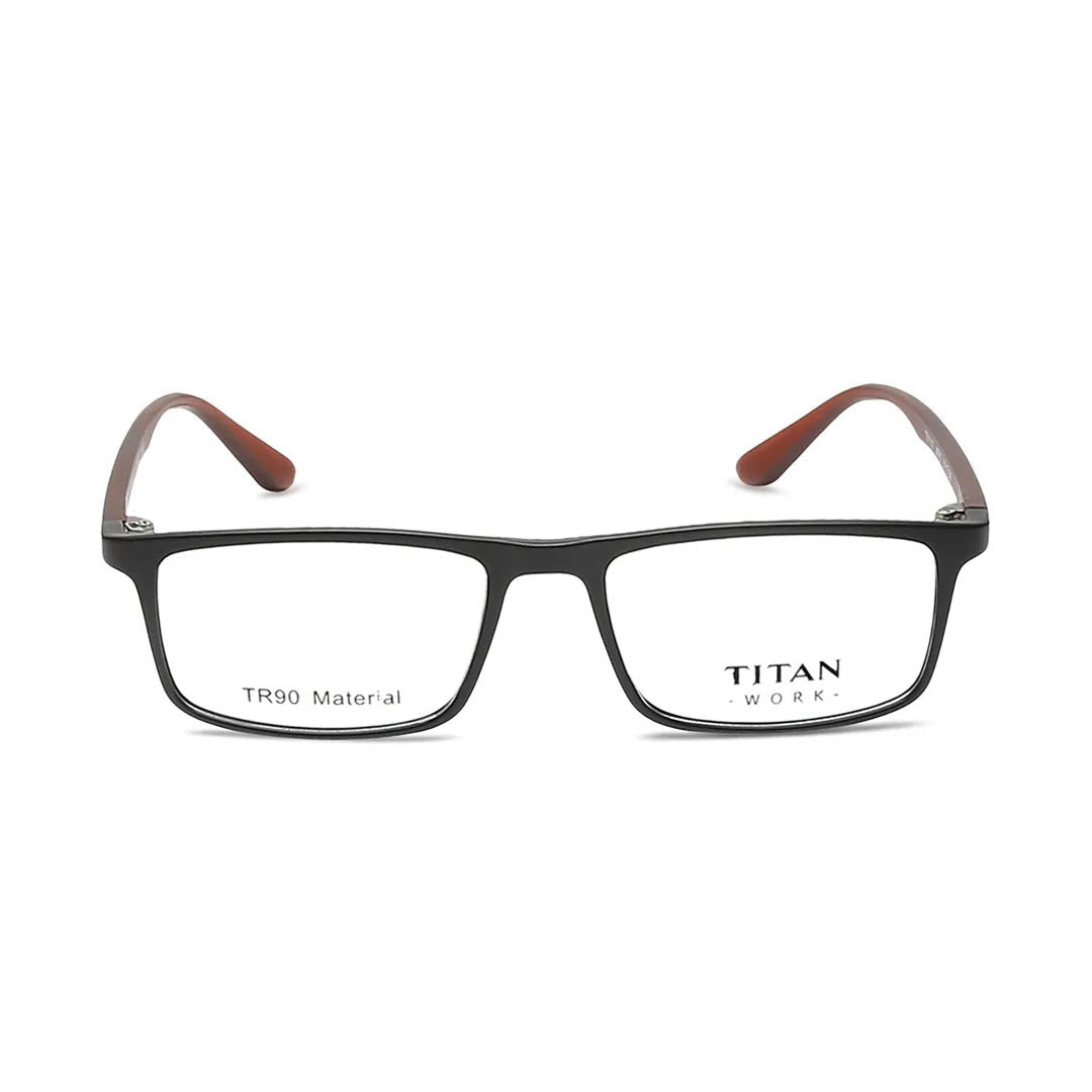 Titan Black Rectangle Rimmed Eyeglasses (Power Customization Available)