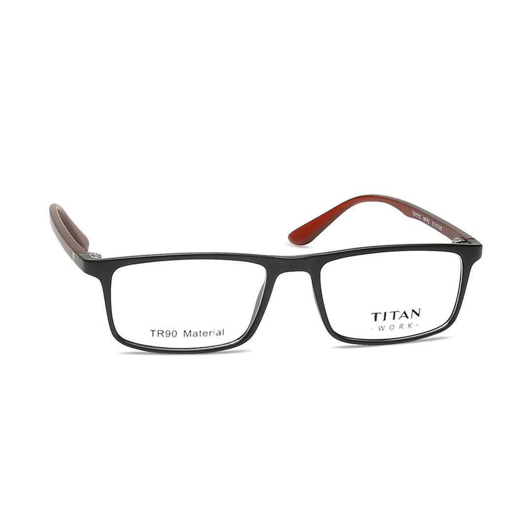 Titan Black Rectangle Rimmed Eyeglasses (Power Customization Available)