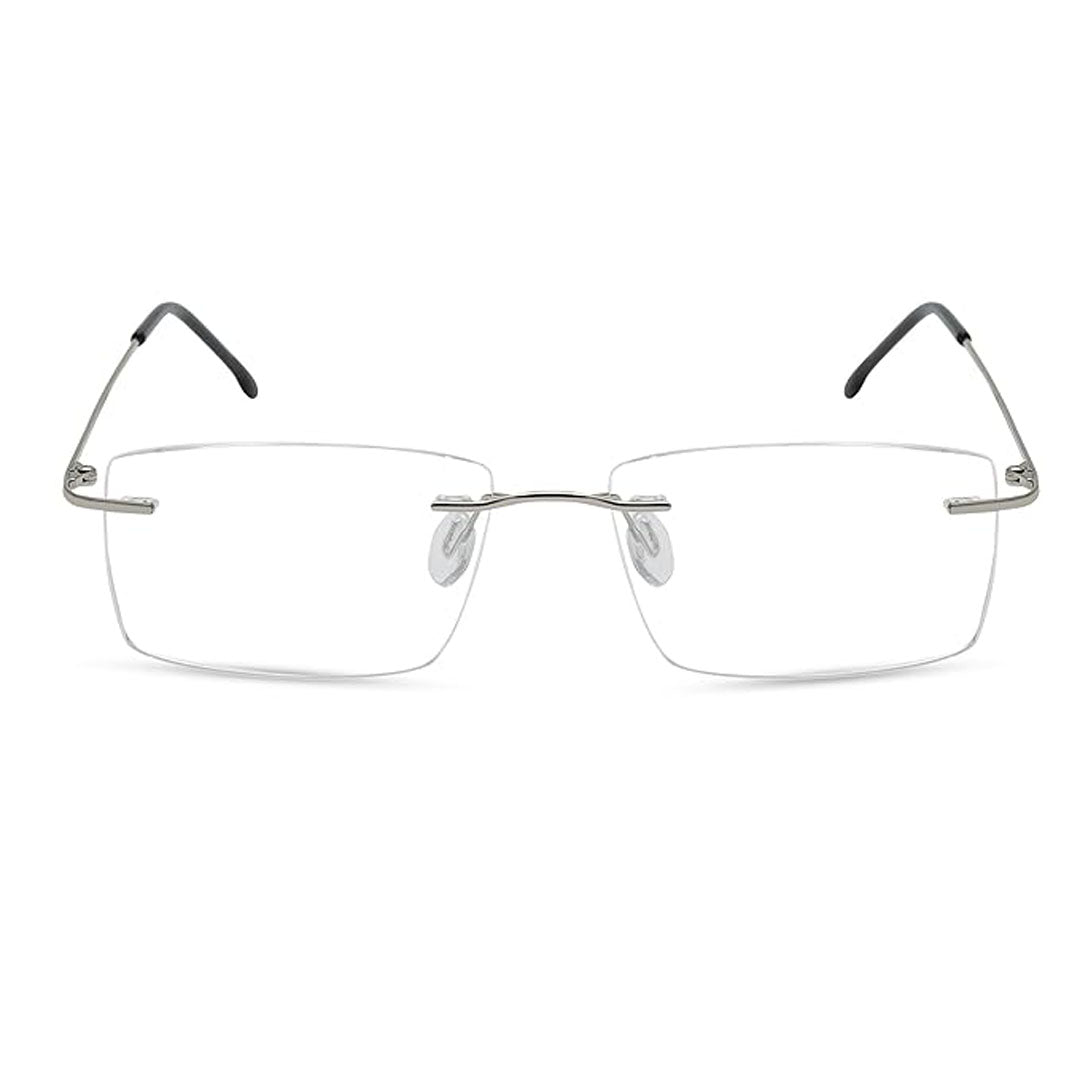 OneStopVision® Silver Rimless Eyeglasses Frame