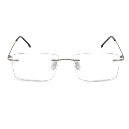 OneStopVision® Silver Rimless Eyeglasses Frame