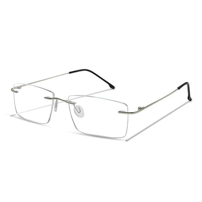 OneStopVision® Silver Rimless Eyeglasses Frame