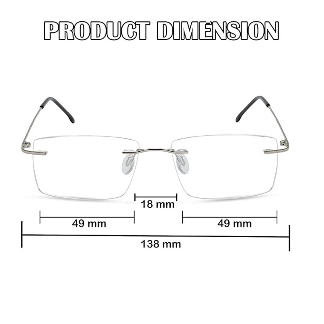 OneStopVision® Silver Rimless Eyeglasses Frame