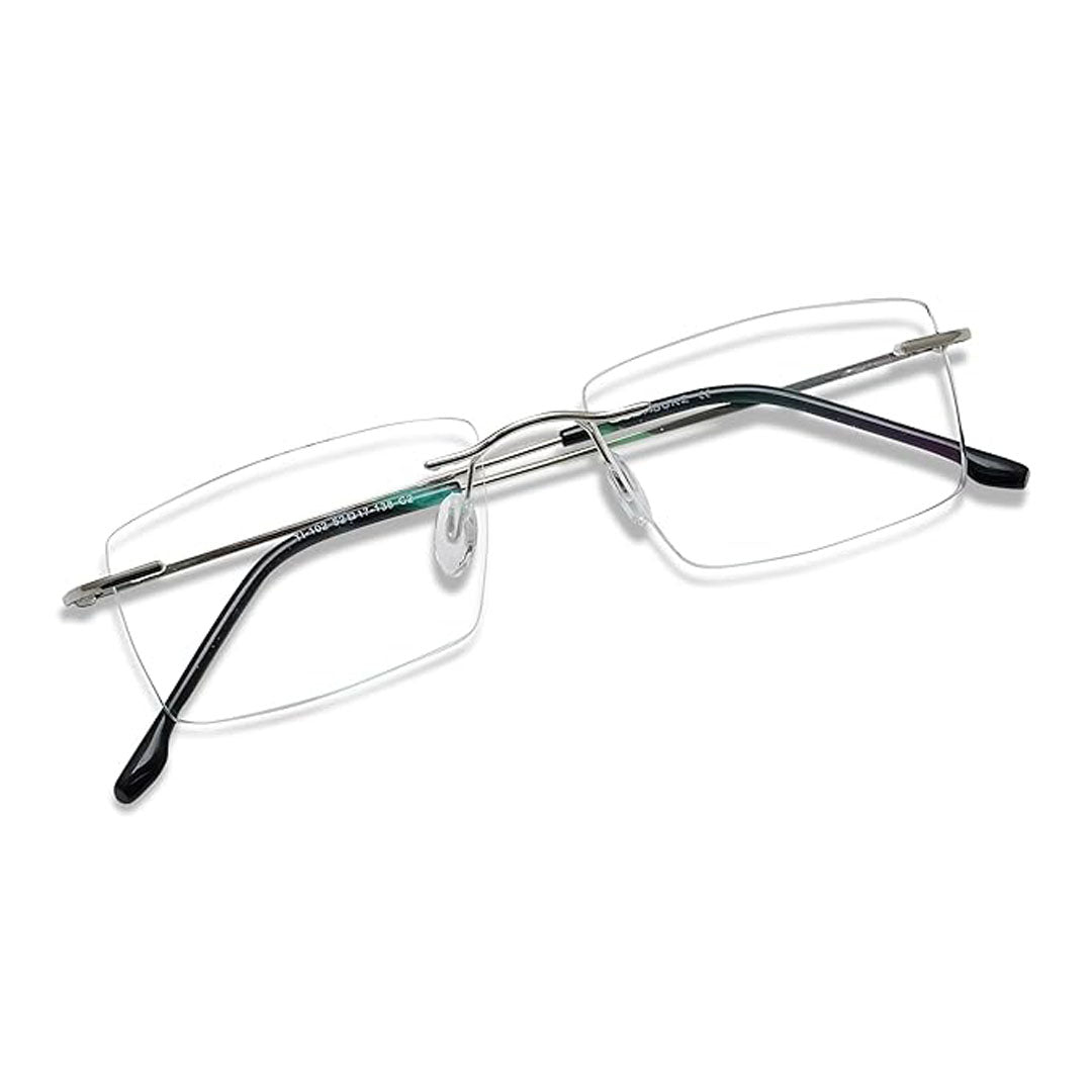 OneStopVision® Silver Rimless Eyeglasses Frame
