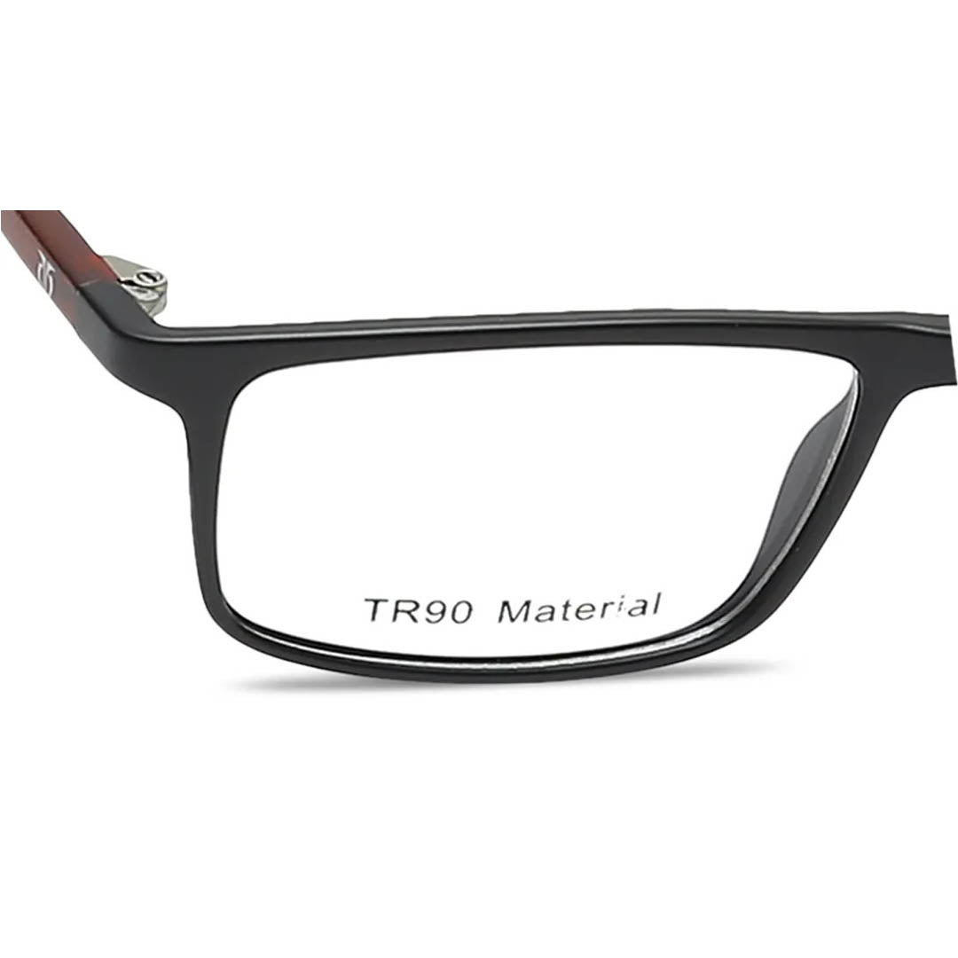 Titan Black Rectangle Rimmed Eyeglasses (Power Customization Available)
