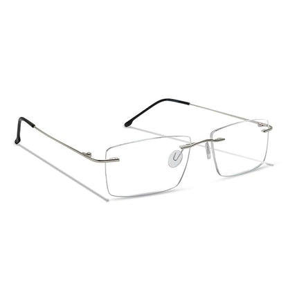 OneStopVision® Silver Rimless Eyeglasses Frame